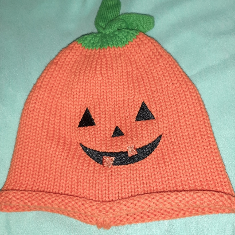 🎃 Pumpkin Cotton Knit Hat Unisex ~ 3-6 Months